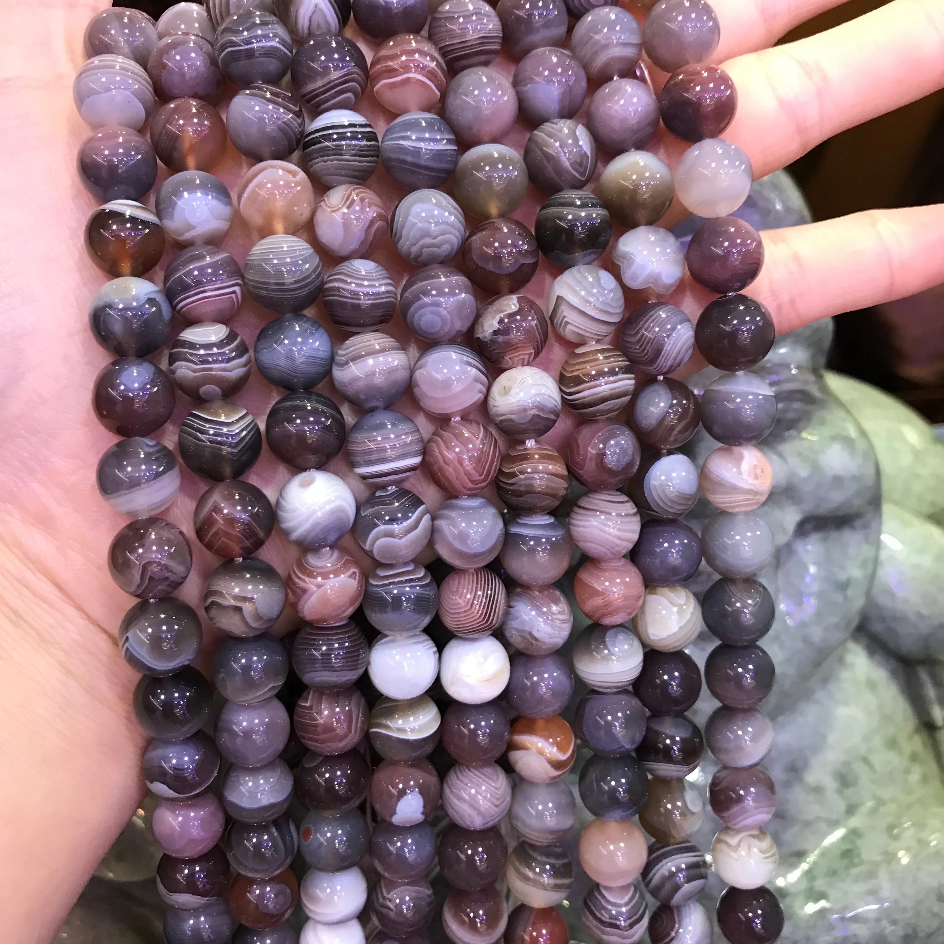 10mm Top-quality Natural Botswana Agate Round Bead Strands for DIY Jewelry Project