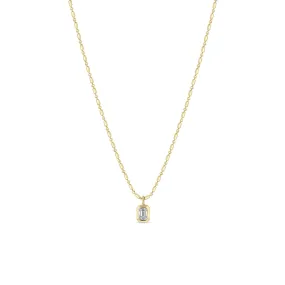 14k Emerald Cut Diamond Tube Bar Chain Necklace