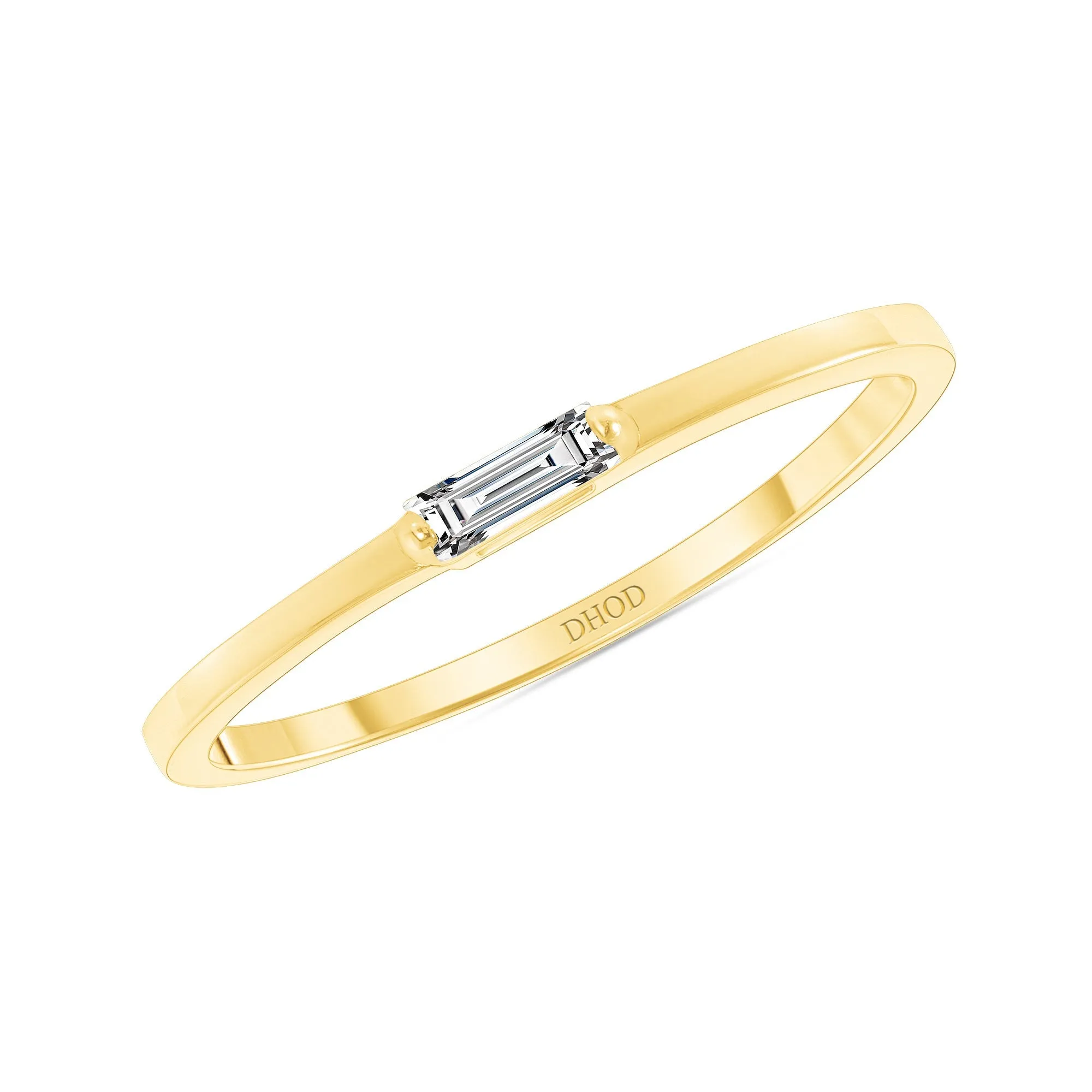 14K Gold Diamond Baguette Stackable Band