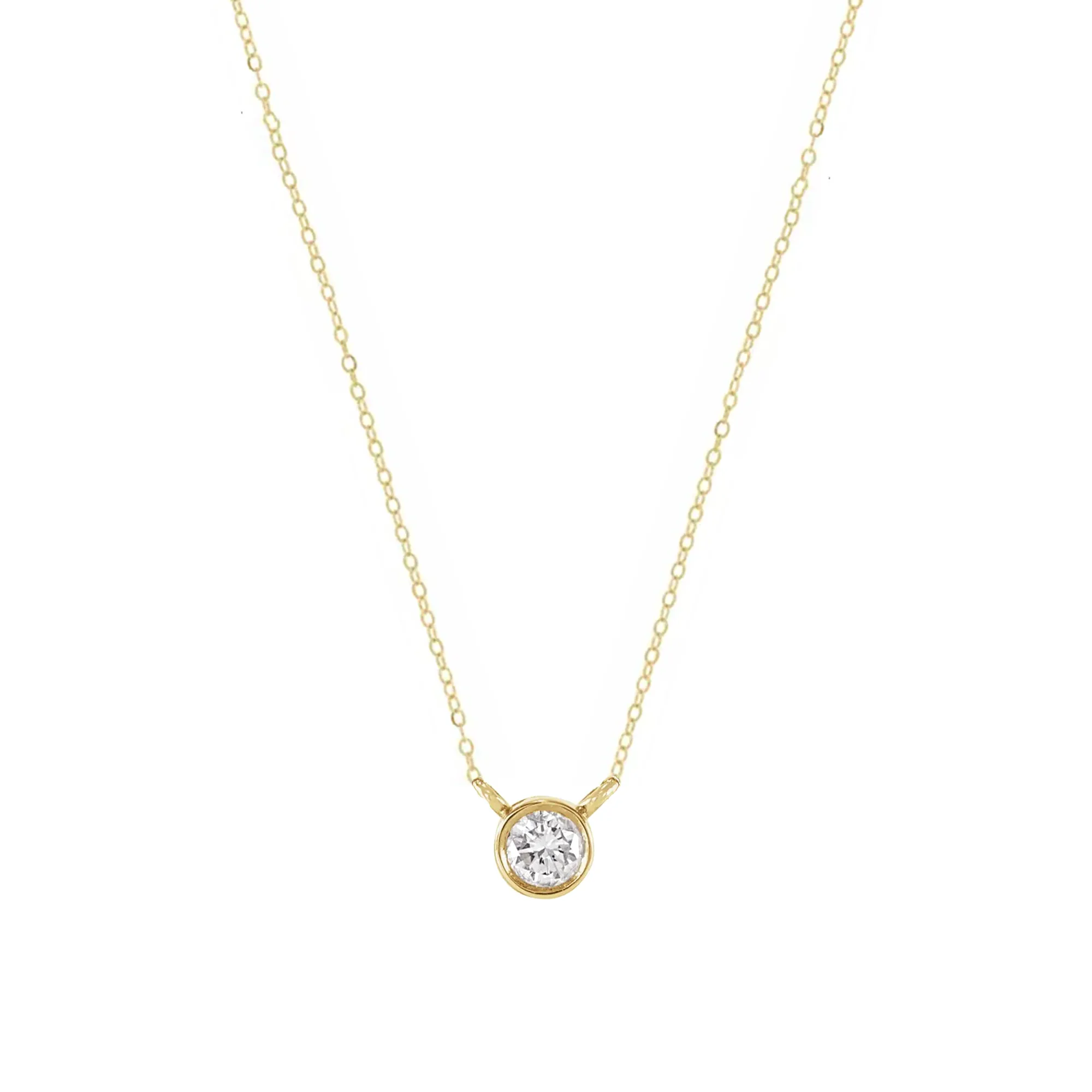 14k Solitaire Diamond Necklace