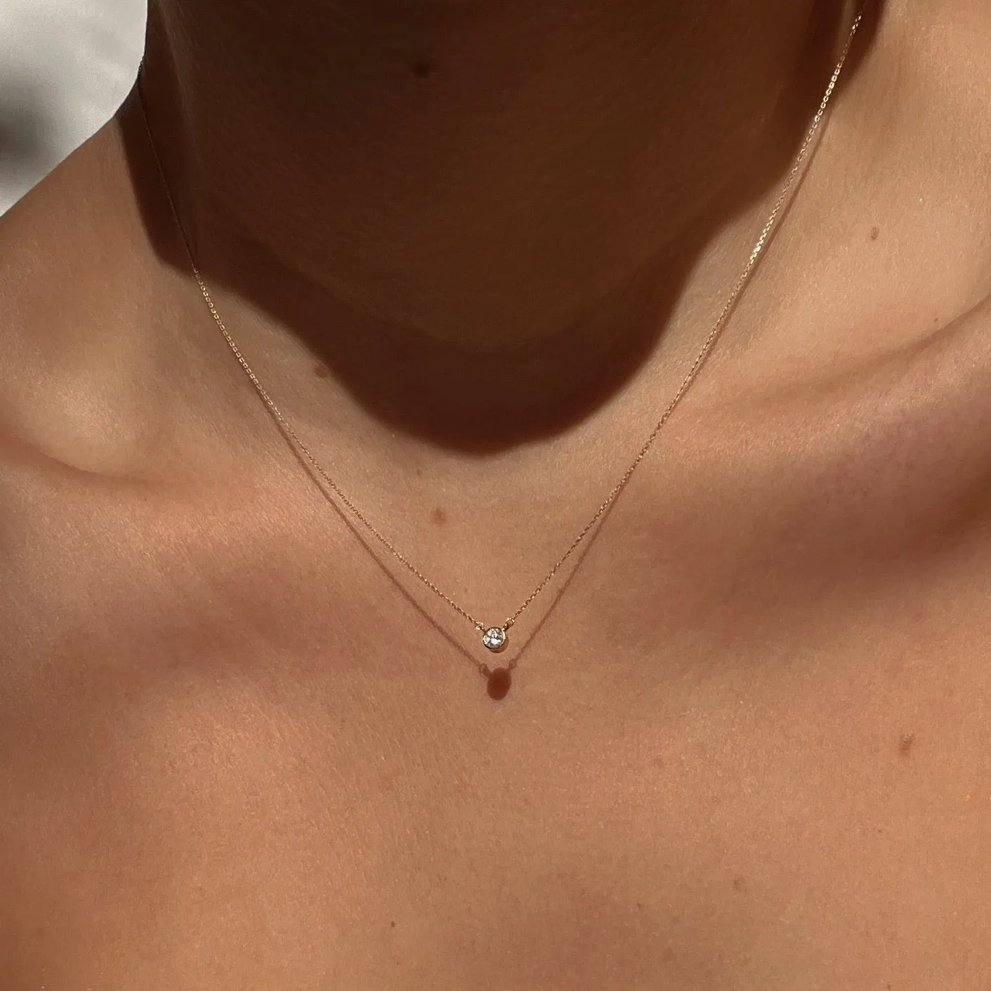 14k Solitaire Diamond Necklace