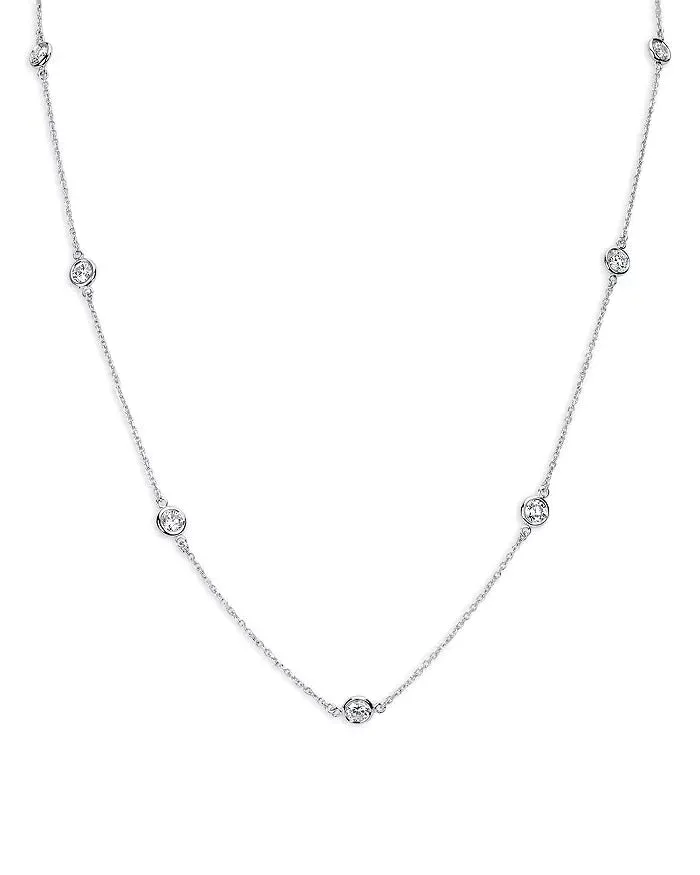 14K W Gold 2ct F/VS2 Lab Created Diamond By-The-Yard Necklace