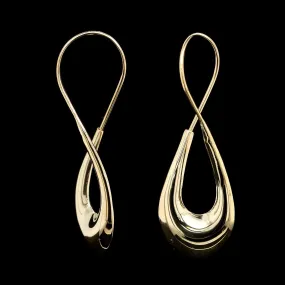 14K Yellow Gold Estate Elongated Hoop Earrings