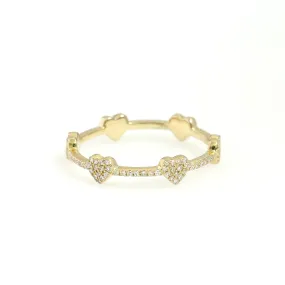 14K Yellow Gold Heart Eternity Ring 0.22 Ctw