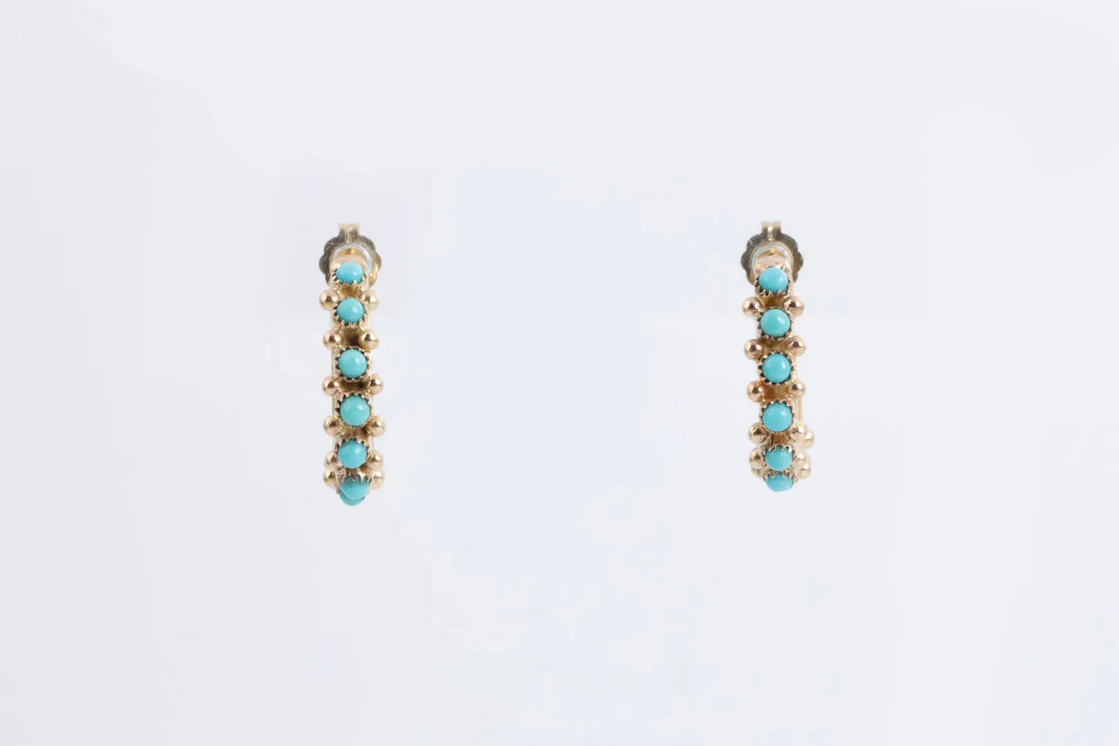 14k Yellow Gold Turquoise Earrings (3.07g.)