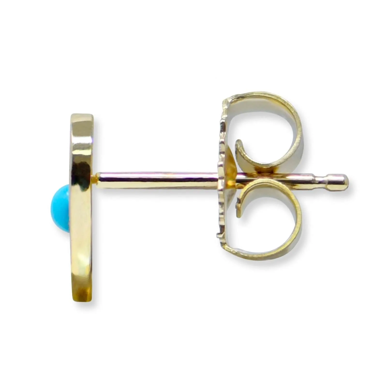 14K Yellow Gold Turquoise Heart Stud Earrings