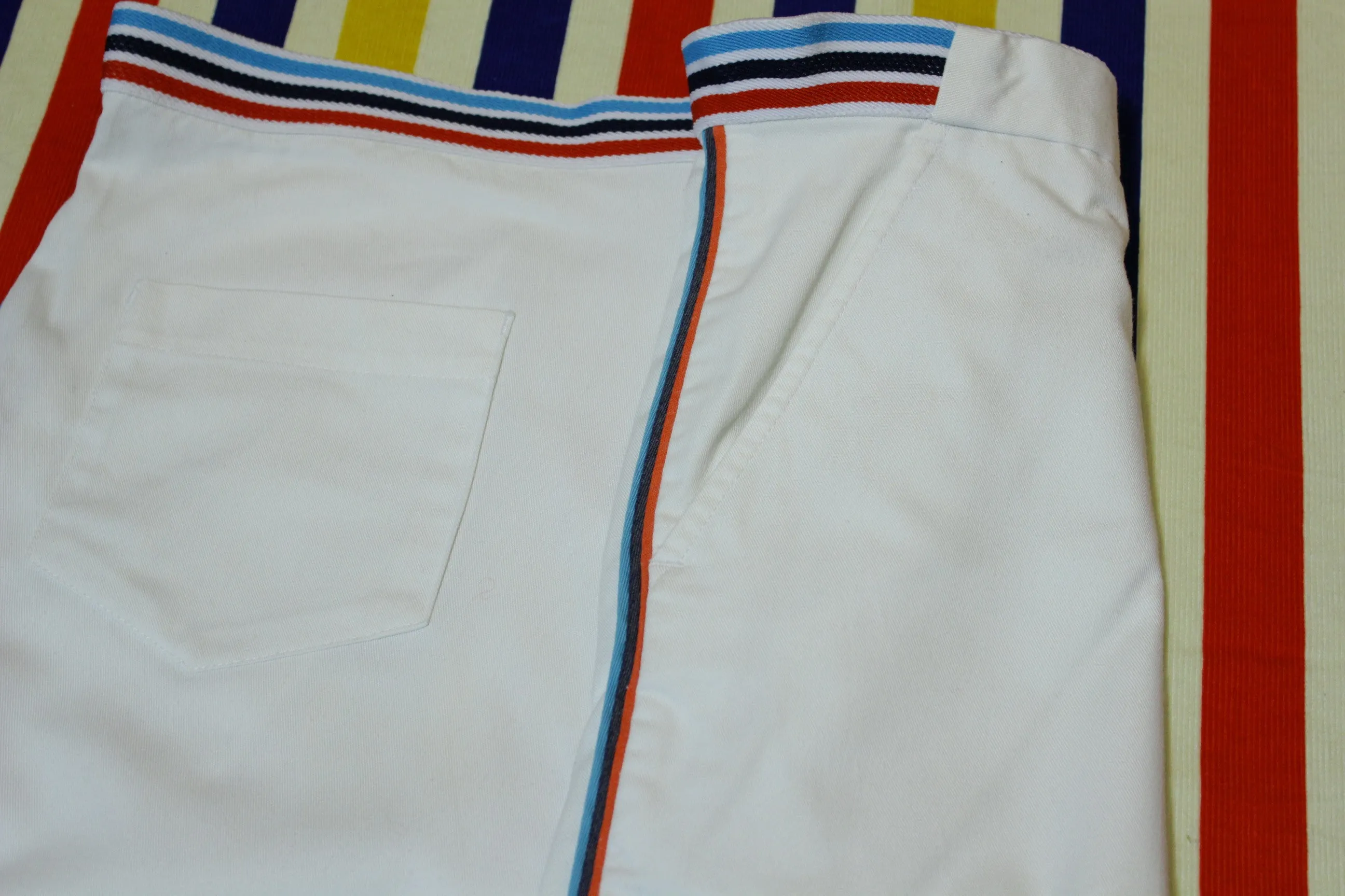 1980's Vintage Sprint Striped Tennis Shorts. White Men's XL