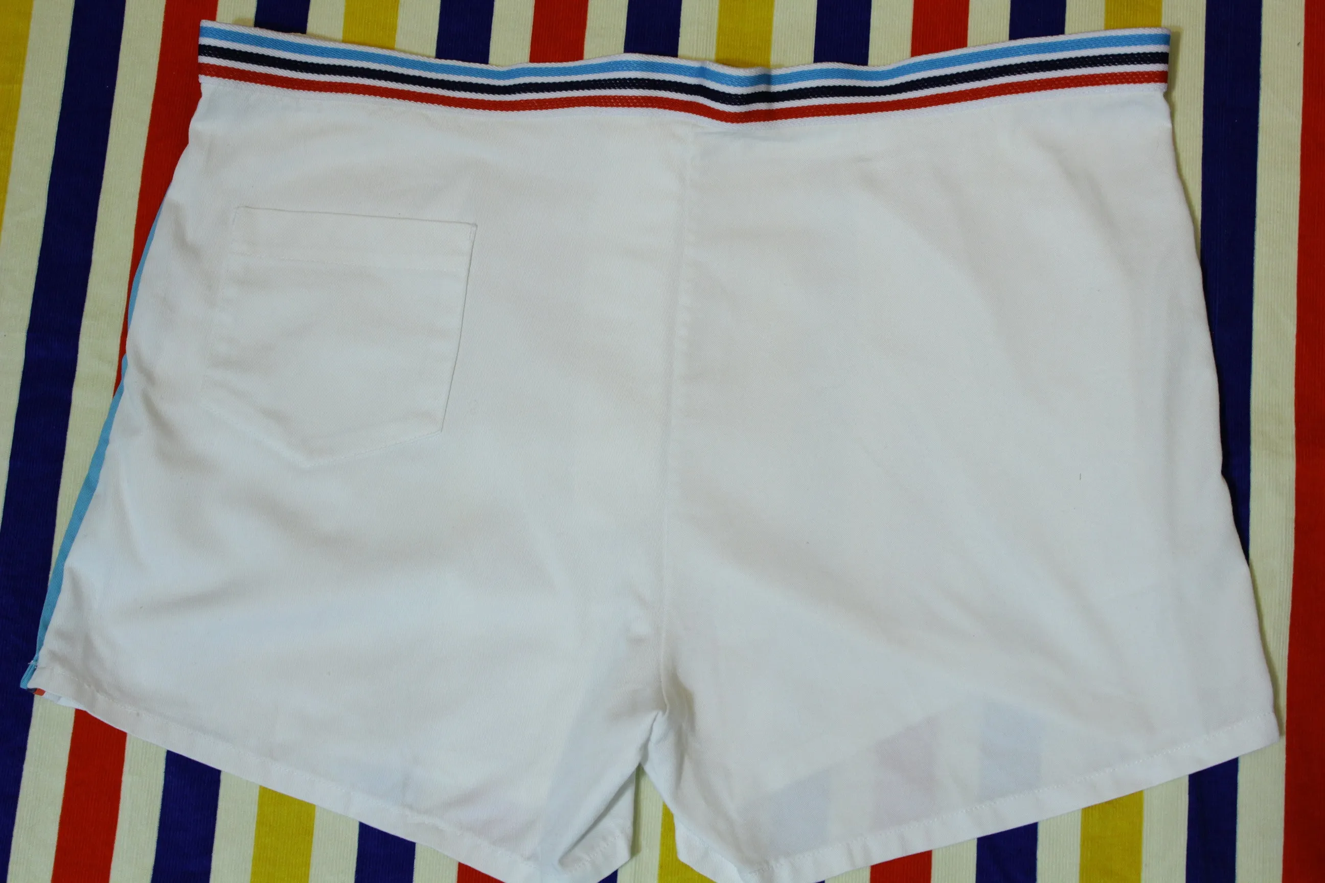 1980's Vintage Sprint Striped Tennis Shorts. White Men's XL