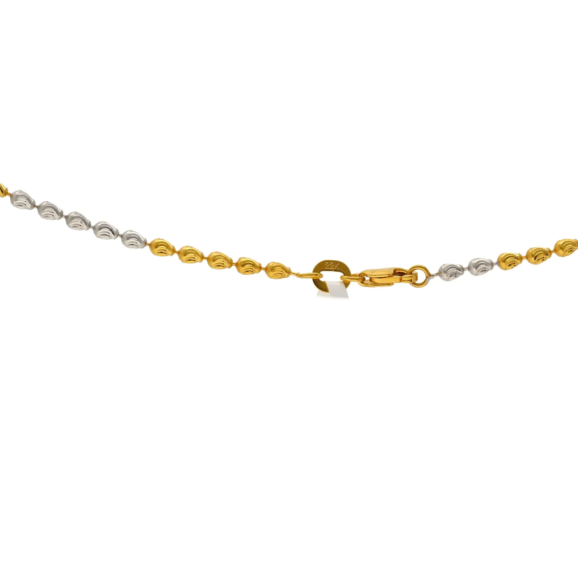 22k Yellow & White Gold Oval Bead Chain (12 gms)