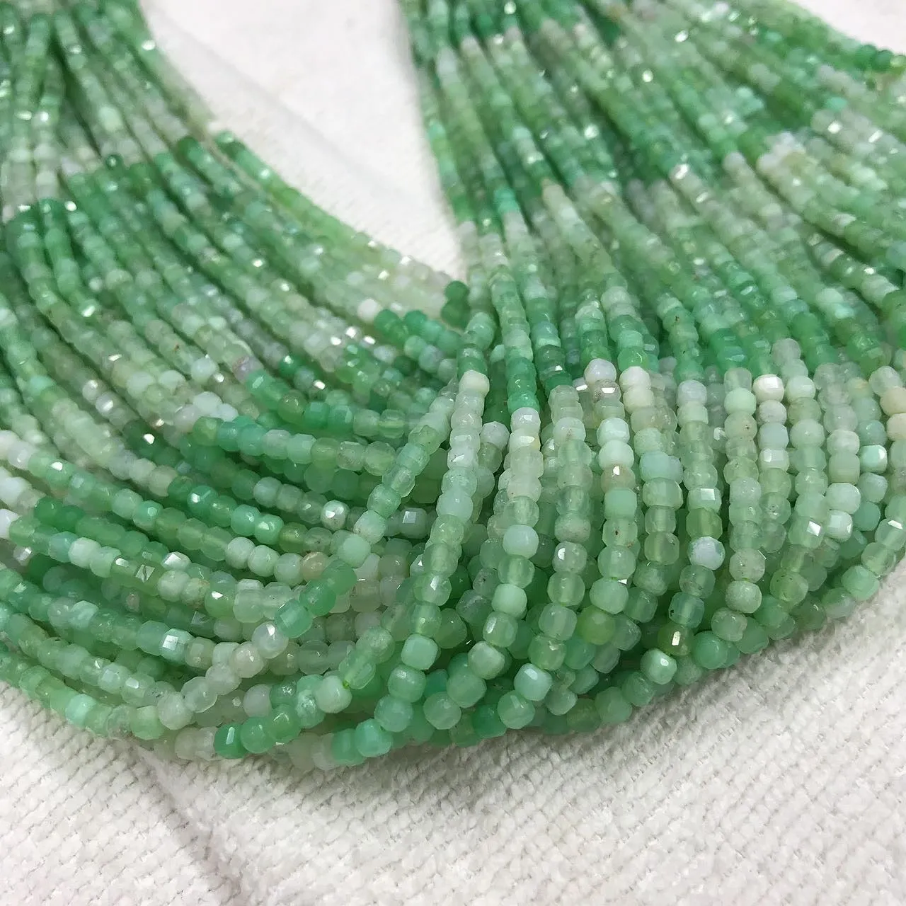 3.5mm Assorted Faceted Australian Jade Chrysoprase Bead Strands DIY Jewelry Project