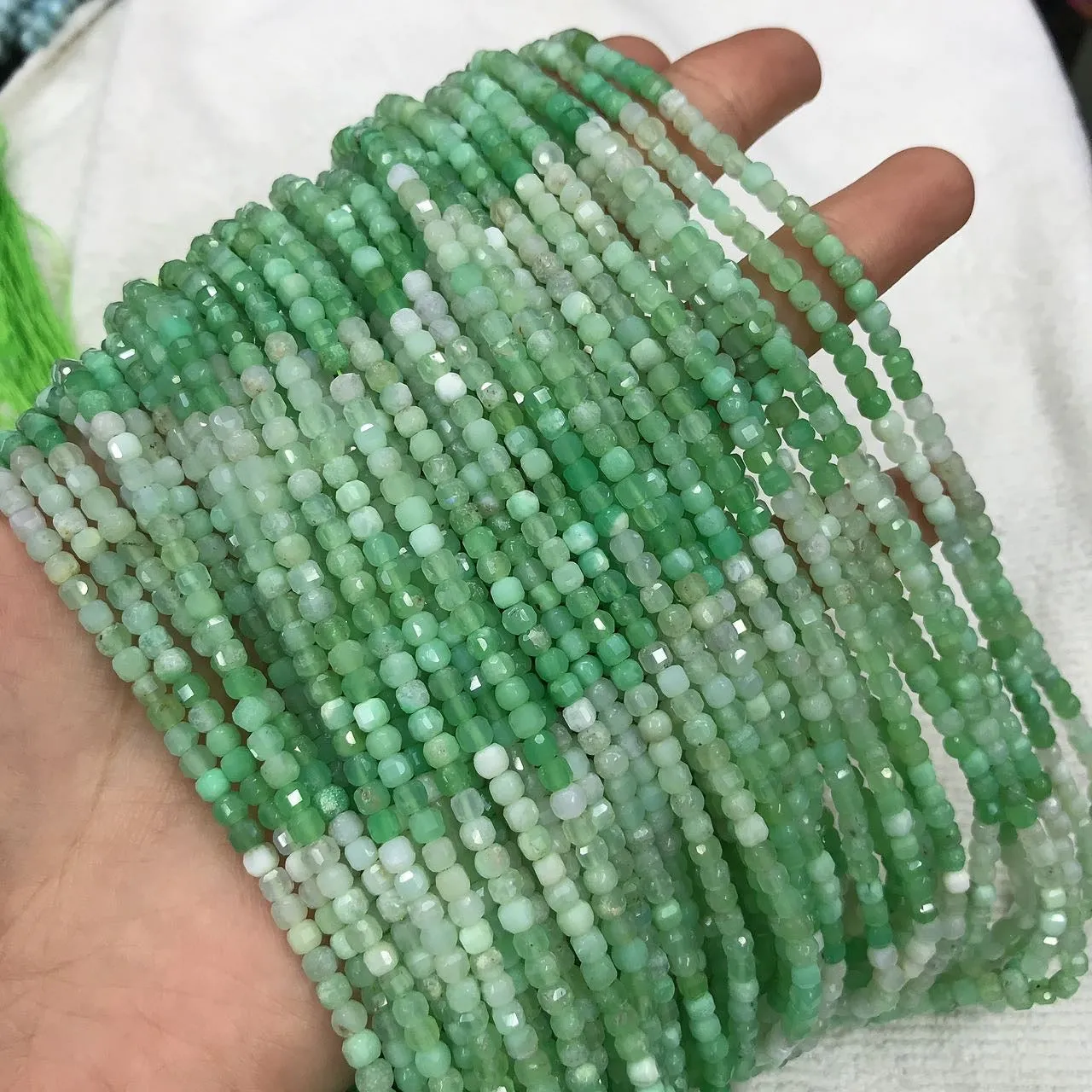 3.5mm Assorted Faceted Australian Jade Chrysoprase Bead Strands DIY Jewelry Project