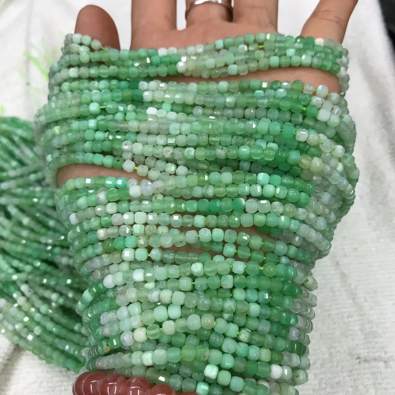 3.5mm Assorted Faceted Australian Jade Chrysoprase Bead Strands DIY Jewelry Project