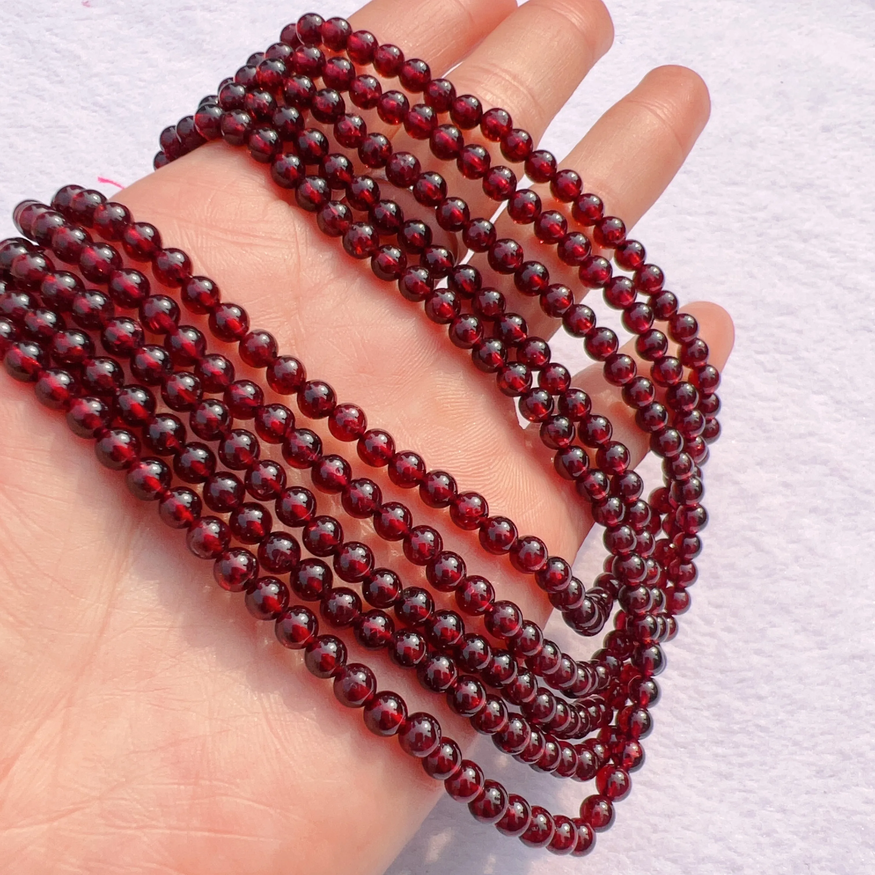 4 - 4.5mm Natural Almandine Red Garnet Round Bead Strands for DIY Jewelry Project