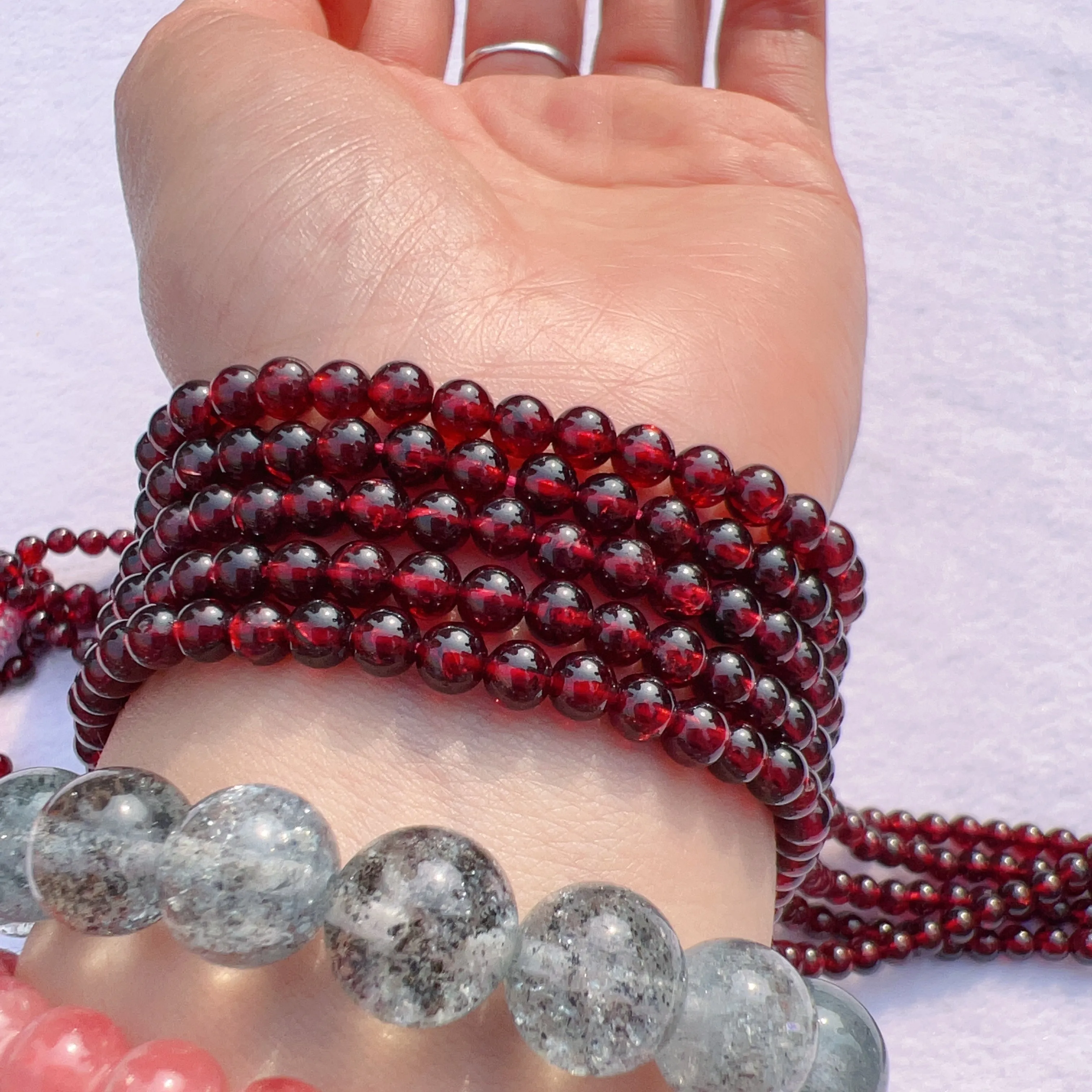 4 - 4.5mm Natural Almandine Red Garnet Round Bead Strands for DIY Jewelry Project