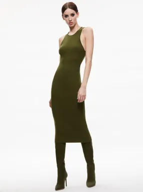 Alice   Olivia - Wright Tie Back Dress - Olive