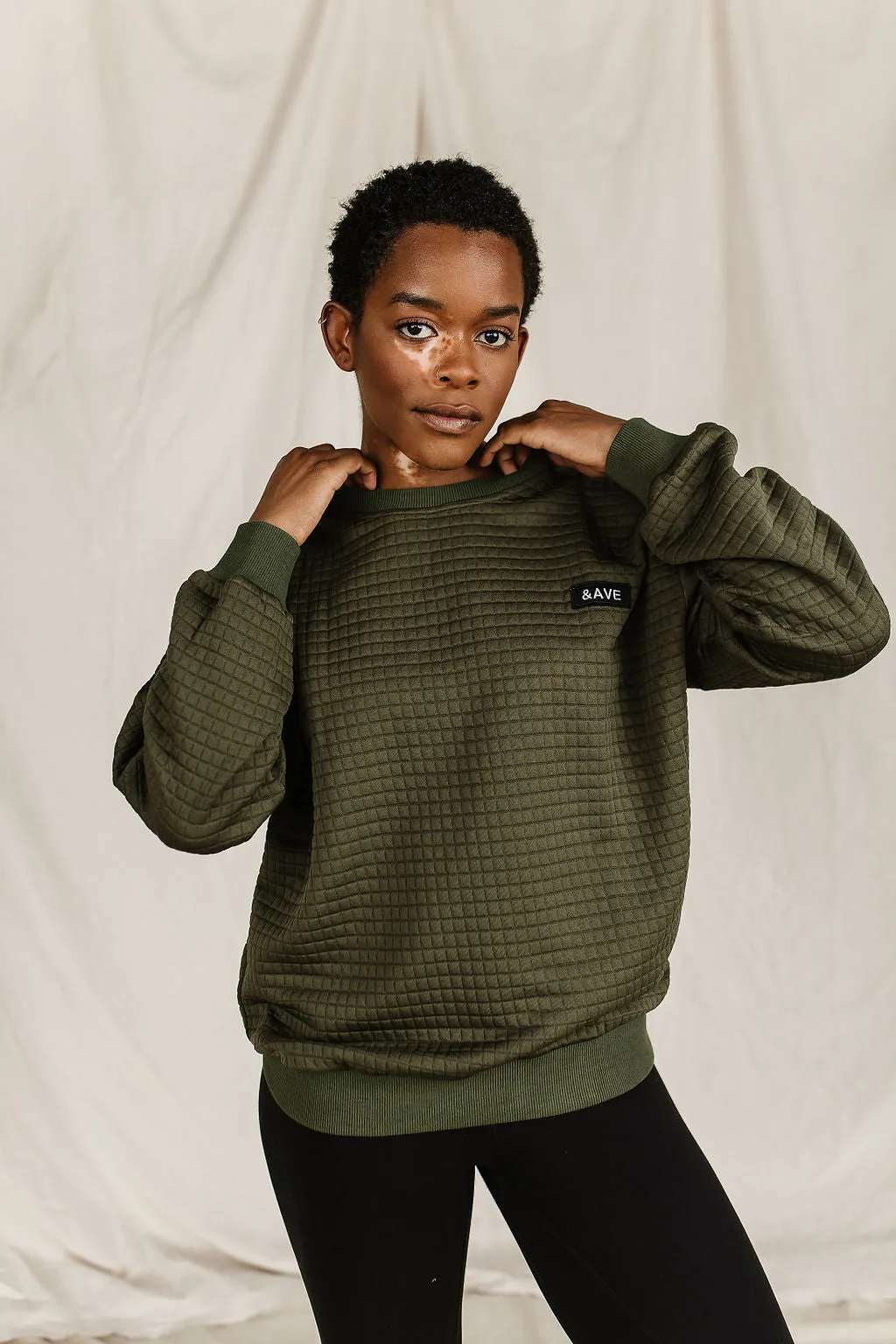 Ampersand Avenue Quilted Pullover - Olive &ave