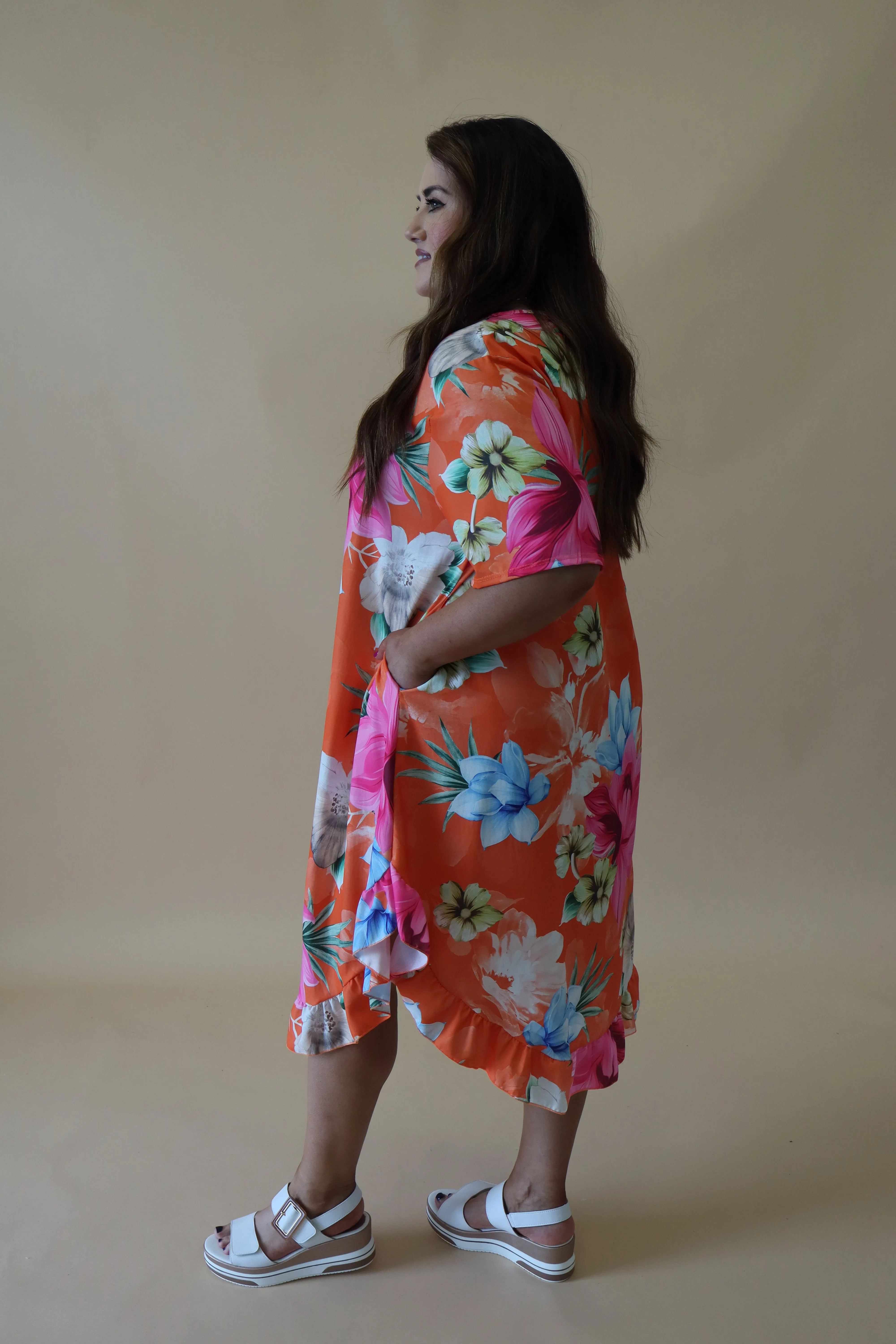 Angie Floral Dress in Orange