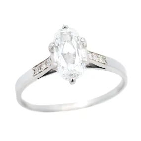 Art Deco Platinum Oval Diamond Engagement Ring 1.06ctw