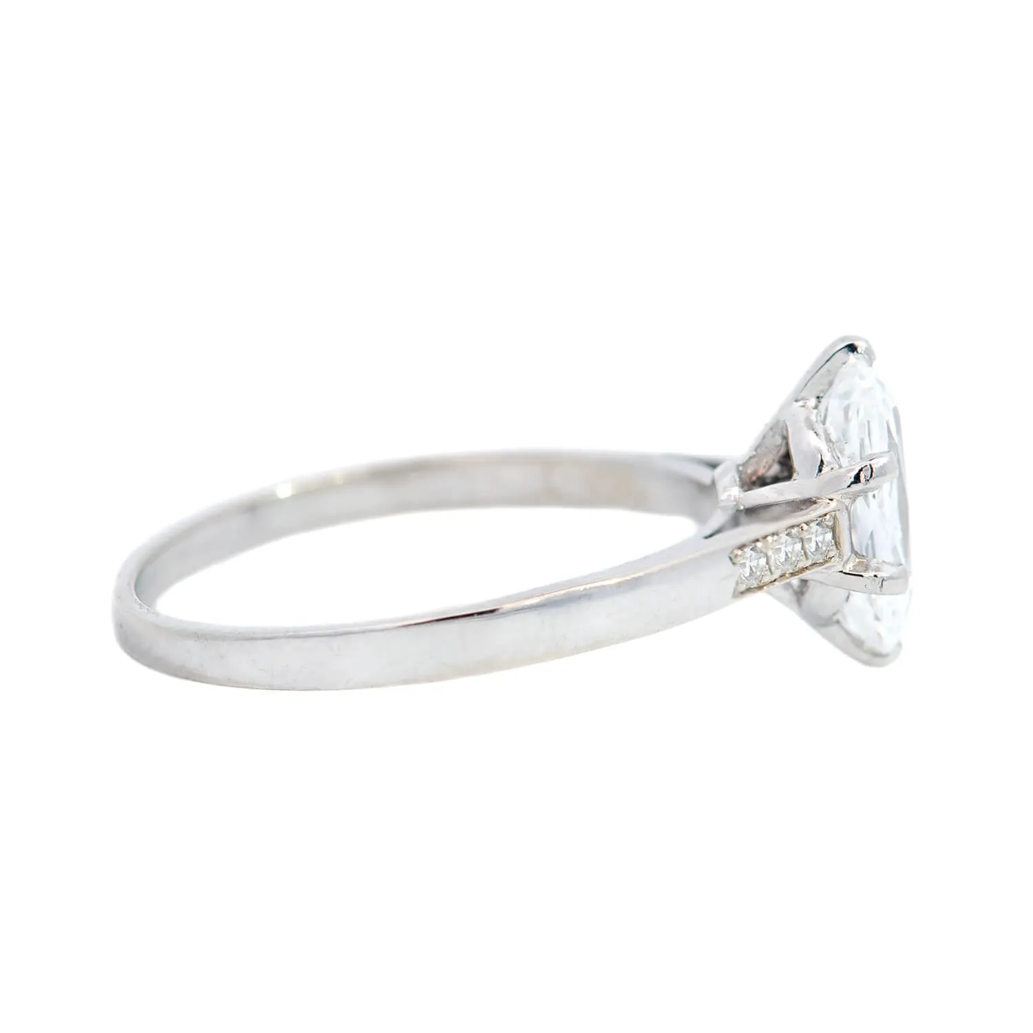 Art Deco Platinum Oval Diamond Engagement Ring 1.06ctw