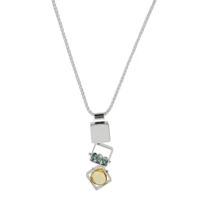 Ashka Dymel Citrine Blue Zircon Cascading Cubes Necklace