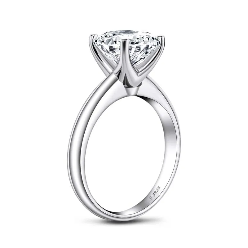 Asscher Cut Created Diamond Ring - 925 Sterling Silver