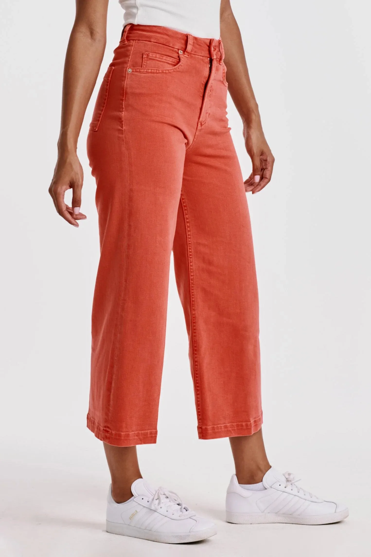 AUDREY SUPER HIGH RISE CROPPED WIDE LEG COLOR JEANS RADIENT RED