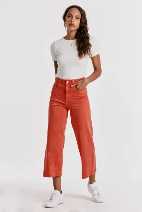 AUDREY SUPER HIGH RISE CROPPED WIDE LEG COLOR JEANS RADIENT RED