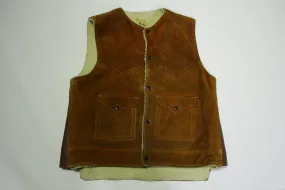 Bay River of San Jose California Vintage 60's Suede Leather Wool Sherpa Lined Vest