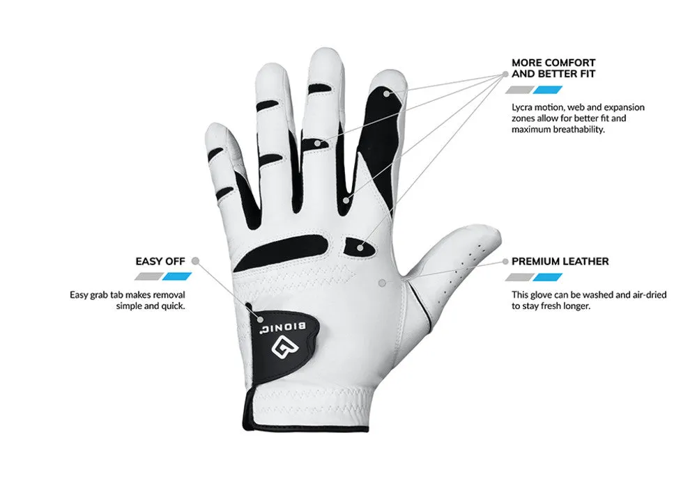 Bionic Golf Men's StableGrip 2.0 Glove - Gray