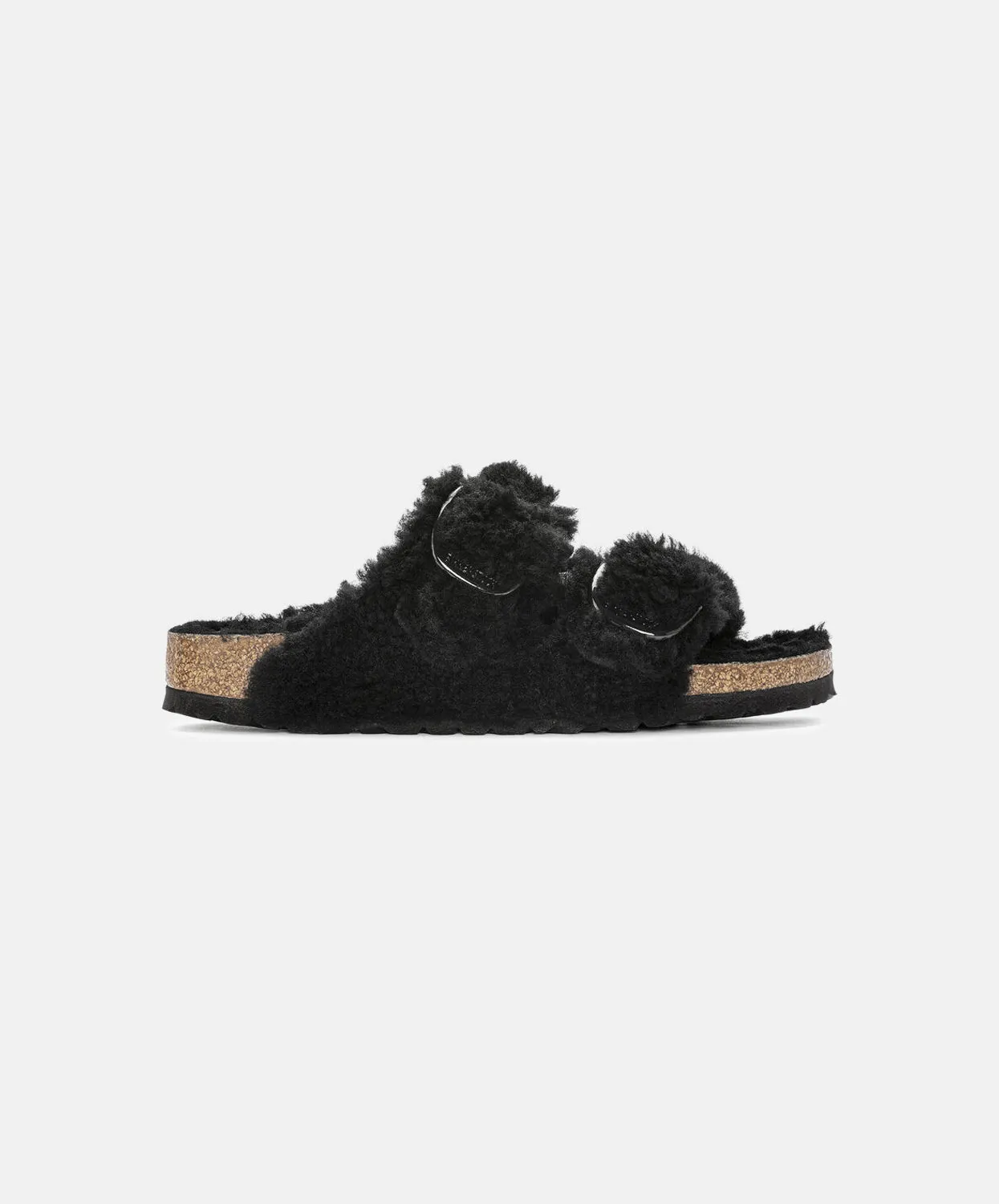 Birkenstock Arizona Big Buckle Teddy Shearling Black Sandals