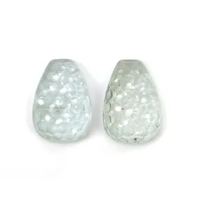 BLUE AQUAMARINE Gemstone Carving : 10.75cts Natural Untreated Aqua Both Side Hand Carved Uneven Shape 15.5*11mm Pair