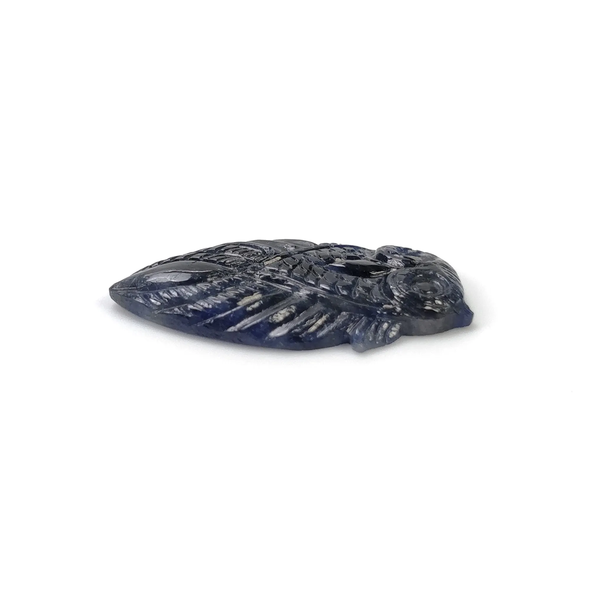 BLUE Sapphire Gemstone Carving : 22.00cts Natural Untreated Unheated  Sapphire Hand Carved OWL 31*18.5mm (With Video)