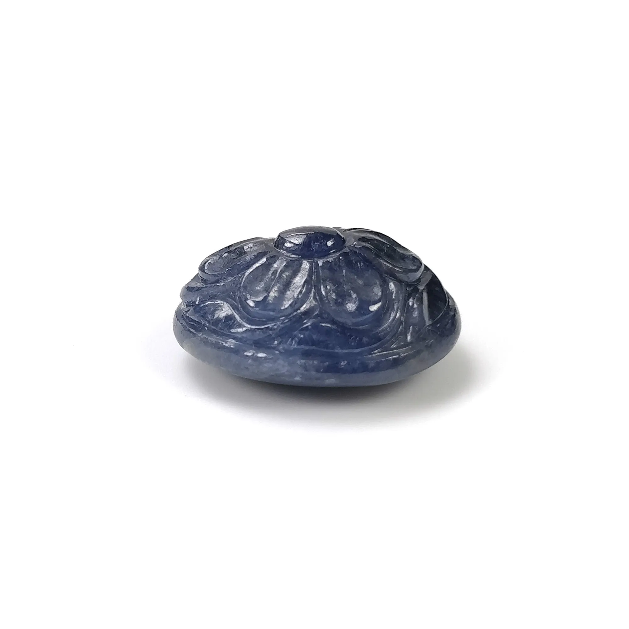 BLUE SAPPHIRE Gemstone Carving : 25.50cts Natural Untreated Unheated Sapphire Hand Carved Oval Shape 19*16mm (With Video)