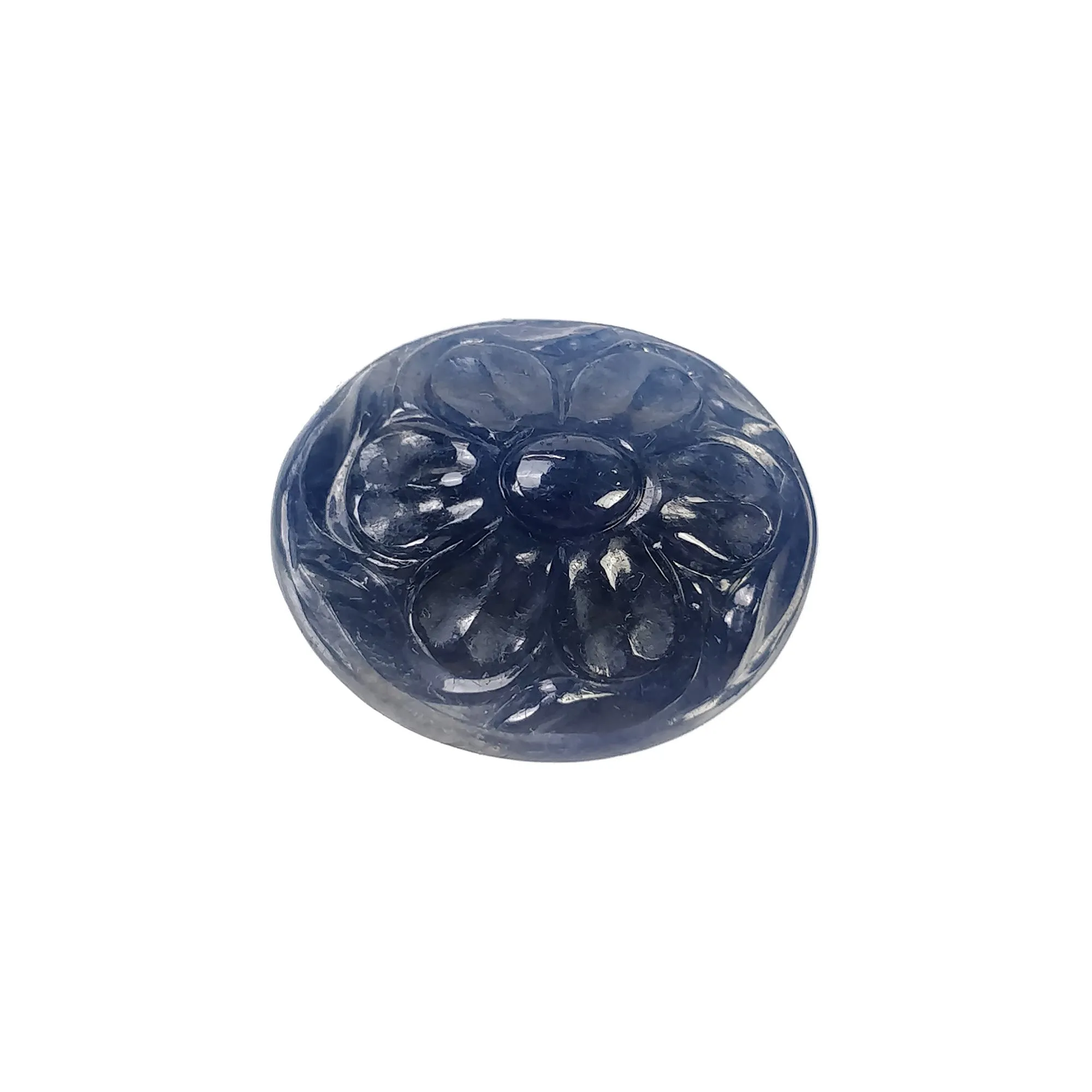 BLUE SAPPHIRE Gemstone Carving : 25.50cts Natural Untreated Unheated Sapphire Hand Carved Oval Shape 19*16mm (With Video)