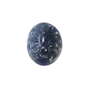 BLUE SAPPHIRE Gemstone Carving : 25.50cts Natural Untreated Unheated Sapphire Hand Carved Oval Shape 19*16mm (With Video)