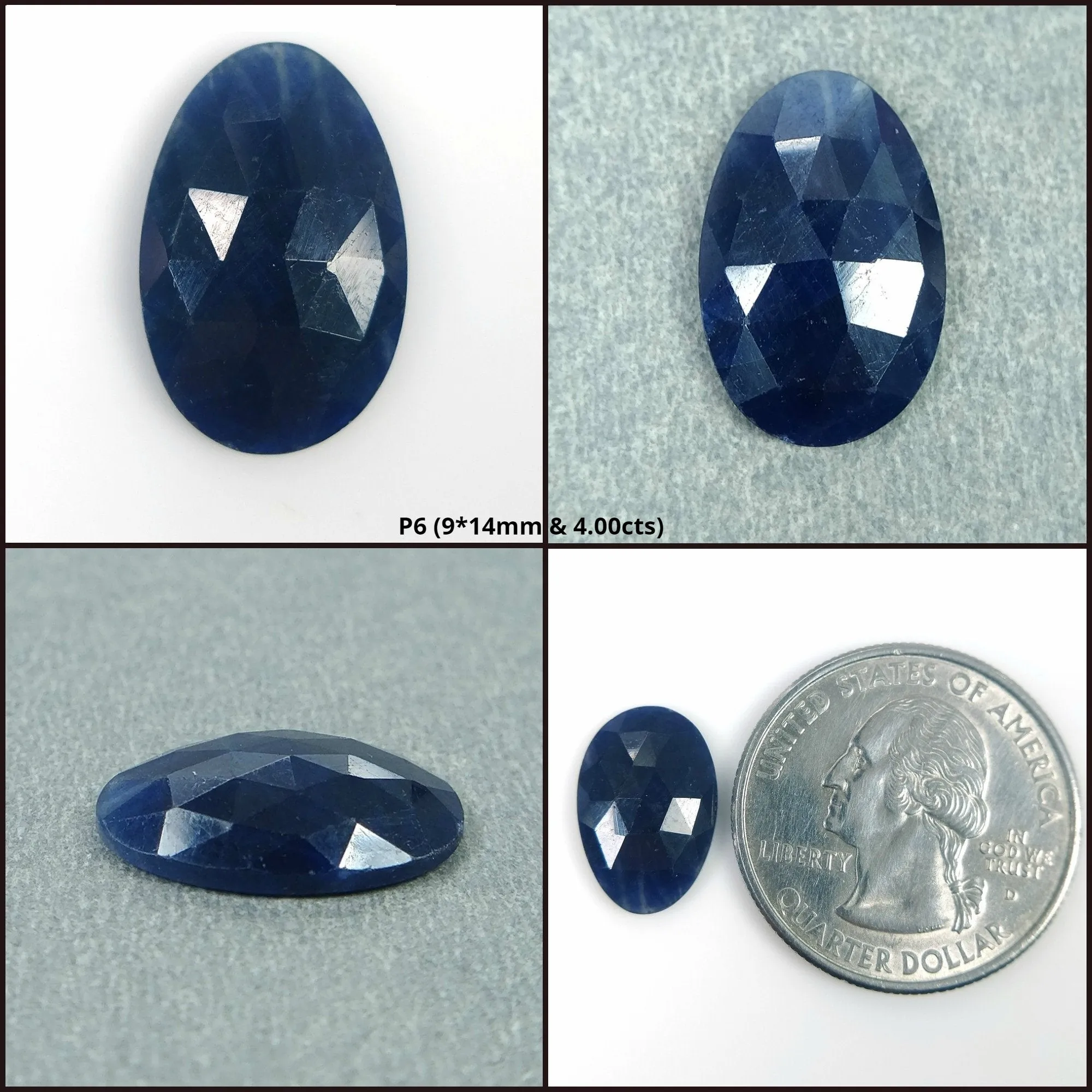 BLUE SAPPHIRE Gemstone Rose Cut : Natural Untreated Unheated Sapphire Oval Shape 1pc