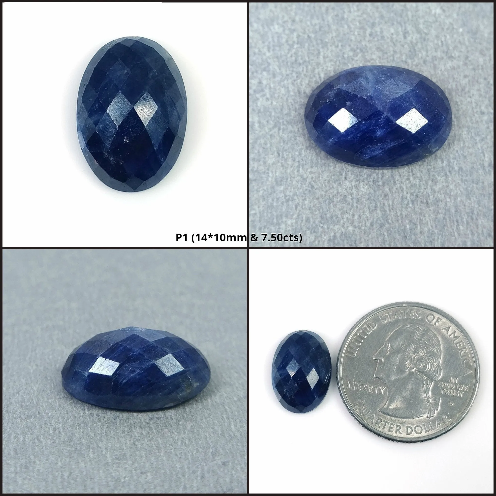 BLUE SAPPHIRE Gemstone Rose Cut : Natural Untreated Unheated Sapphire Oval Shape 1pc