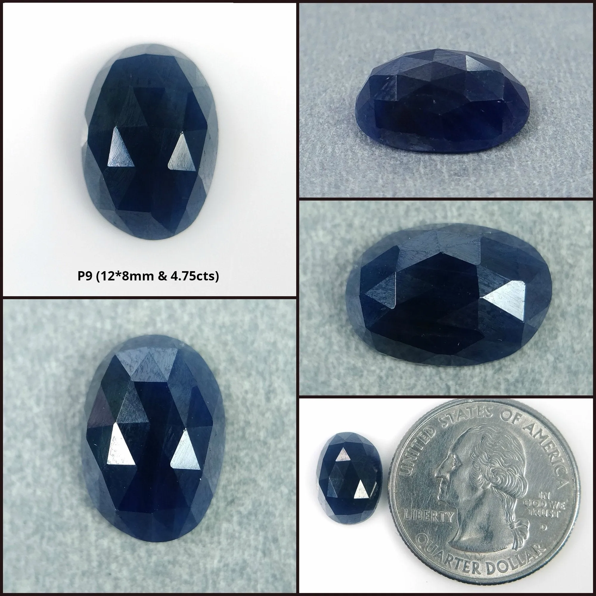 BLUE SAPPHIRE Gemstone Rose Cut : Natural Untreated Unheated Sapphire Oval Shape 1pc