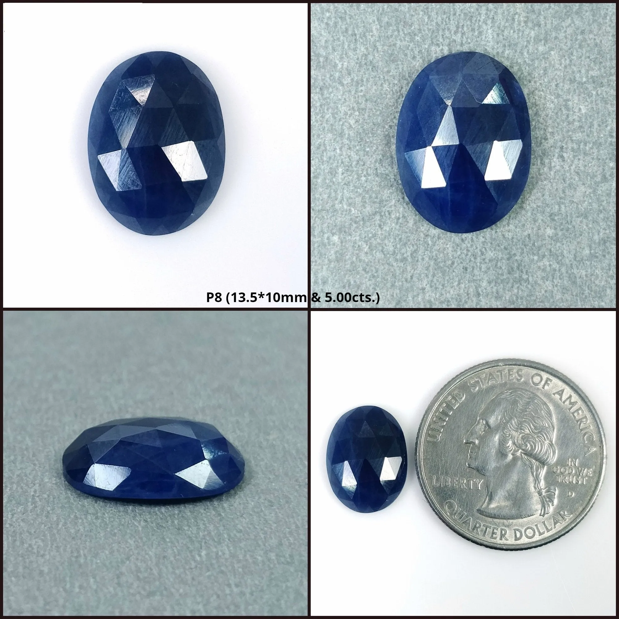 BLUE SAPPHIRE Gemstone Rose Cut : Natural Untreated Unheated Sapphire Oval Shape 1pc