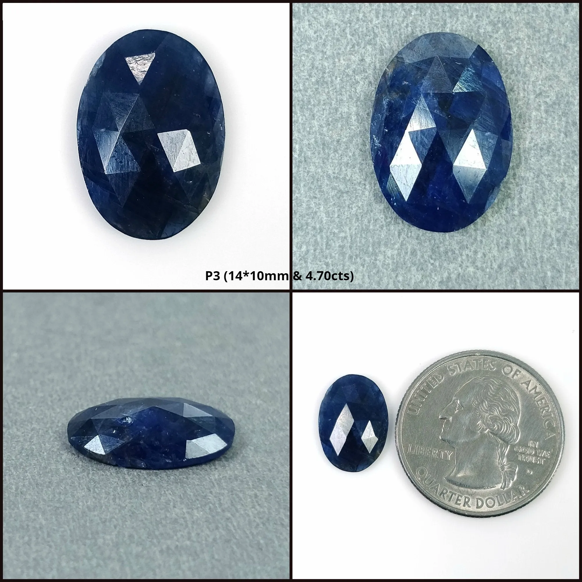 BLUE SAPPHIRE Gemstone Rose Cut : Natural Untreated Unheated Sapphire Oval Shape 1pc