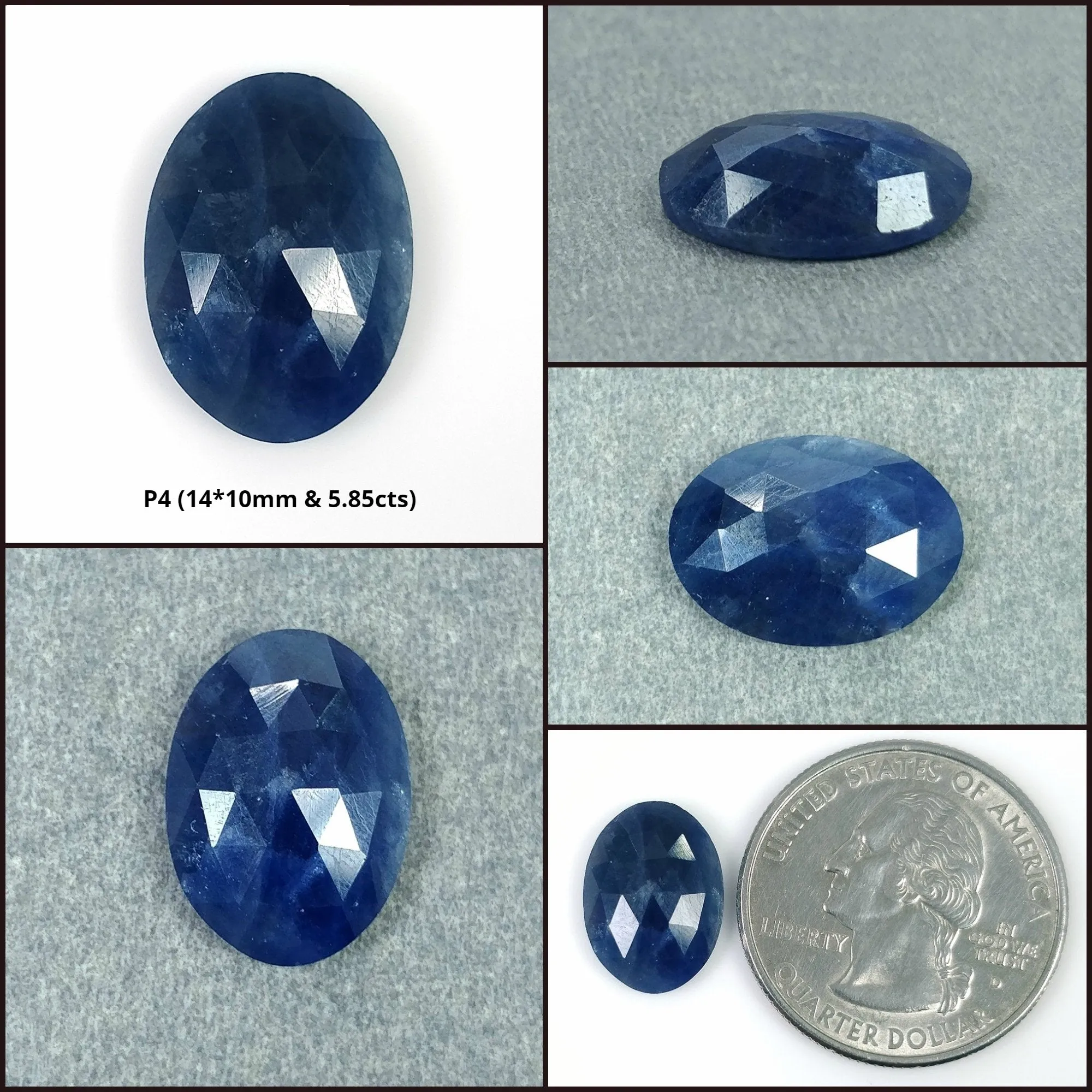 BLUE SAPPHIRE Gemstone Rose Cut : Natural Untreated Unheated Sapphire Oval Shape 1pc