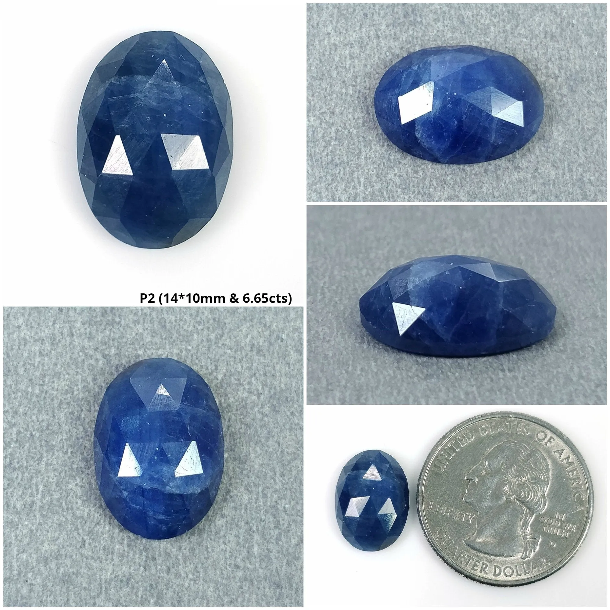 BLUE SAPPHIRE Gemstone Rose Cut : Natural Untreated Unheated Sapphire Oval Shape 1pc