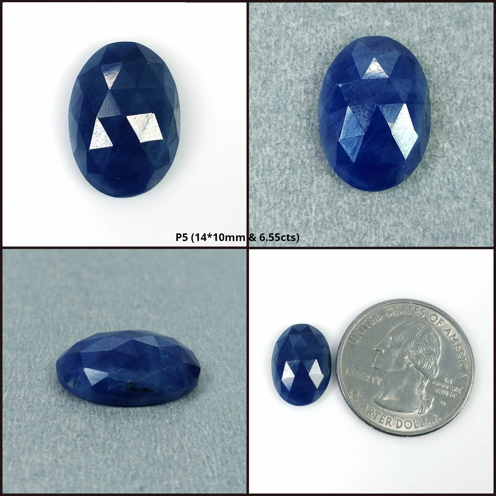 BLUE SAPPHIRE Gemstone Rose Cut : Natural Untreated Unheated Sapphire Oval Shape 1pc