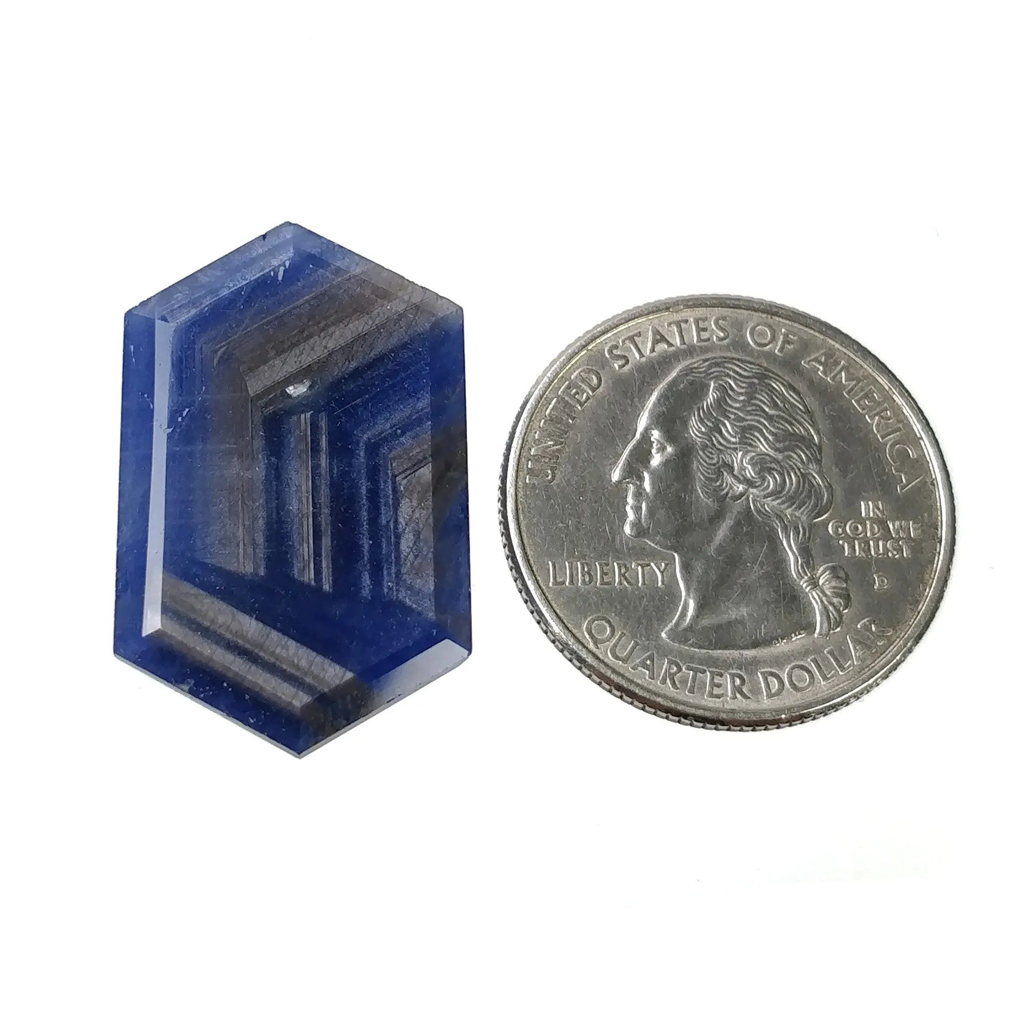 BLUE Silver SAPPHIRE Gemstone Normal Cut : 26.70cts Natural Untreated Unheated Sapphire Hexagon Shape 30*18mm (With Video)