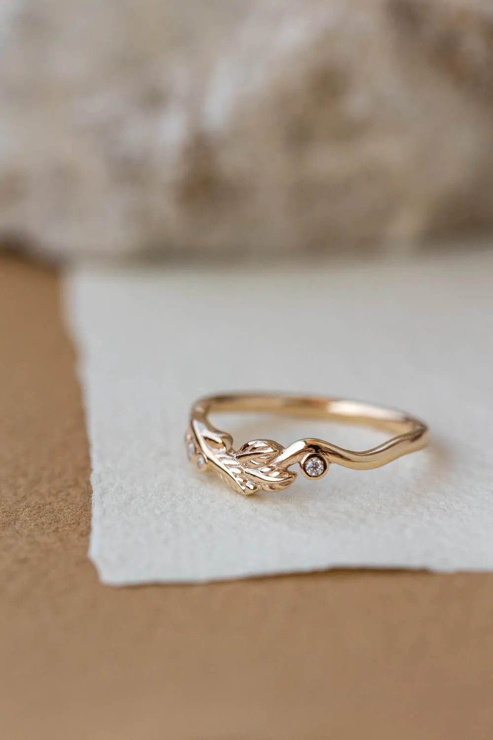 Branch wedding band with diamonds | Matching ring for Freesia