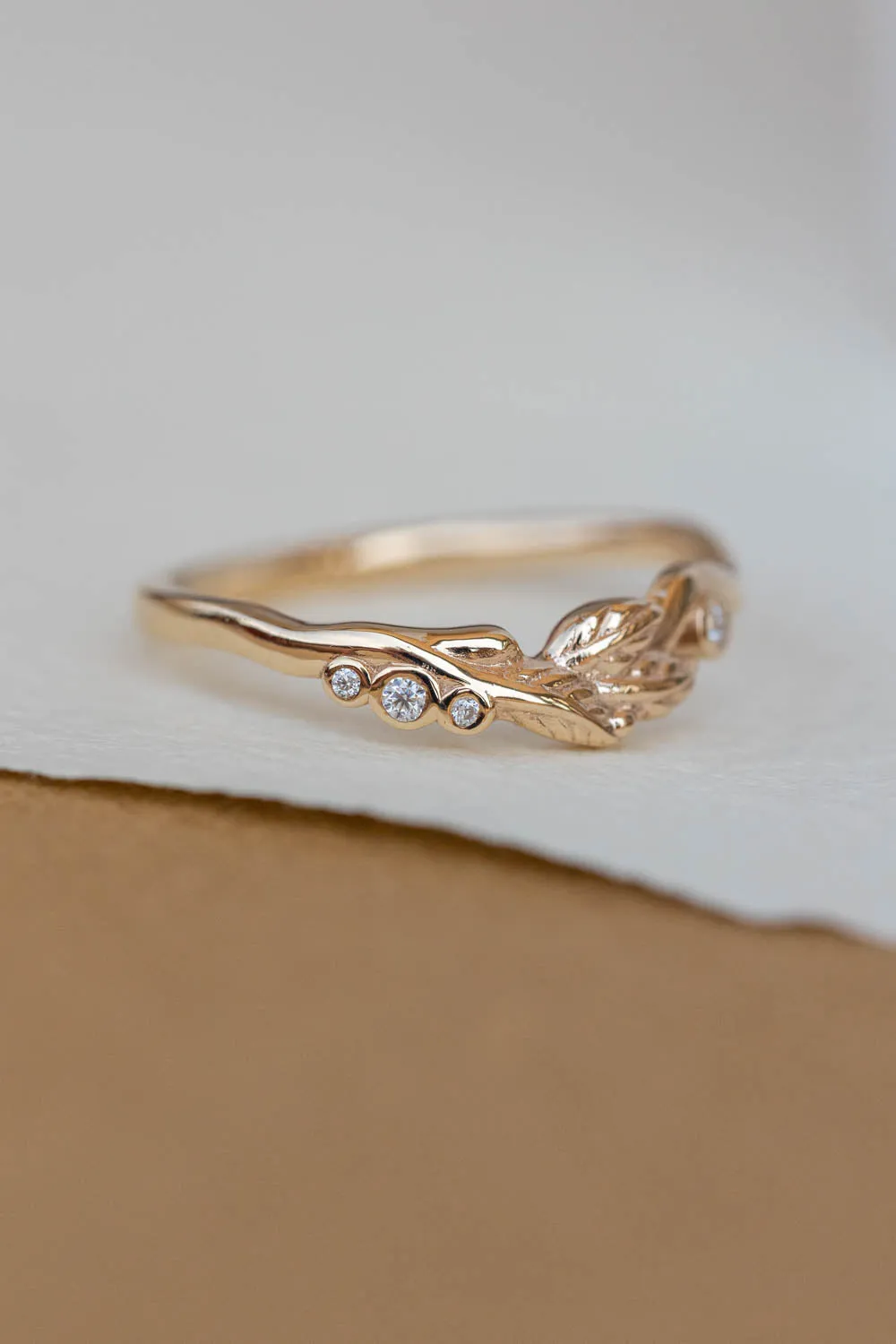 Branch wedding band with diamonds | Matching ring for Freesia