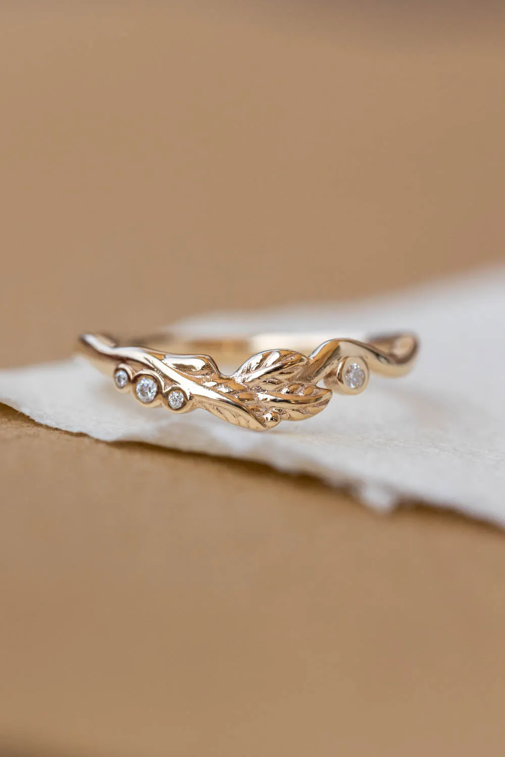 Branch wedding band with diamonds | Matching ring for Freesia