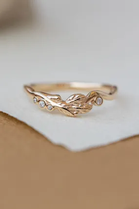 Branch wedding band with diamonds | Matching ring for Freesia