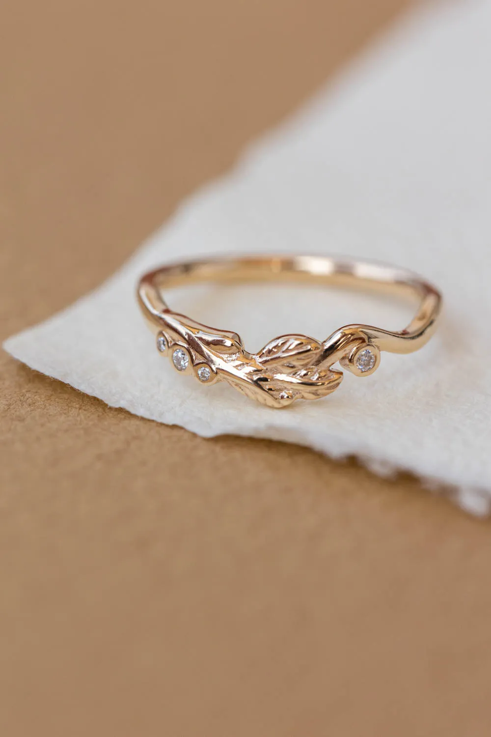 Branch wedding band with diamonds | Matching ring for Freesia