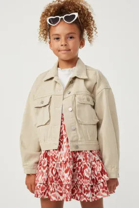 Cargo Pocket Denim Jacket- Girls